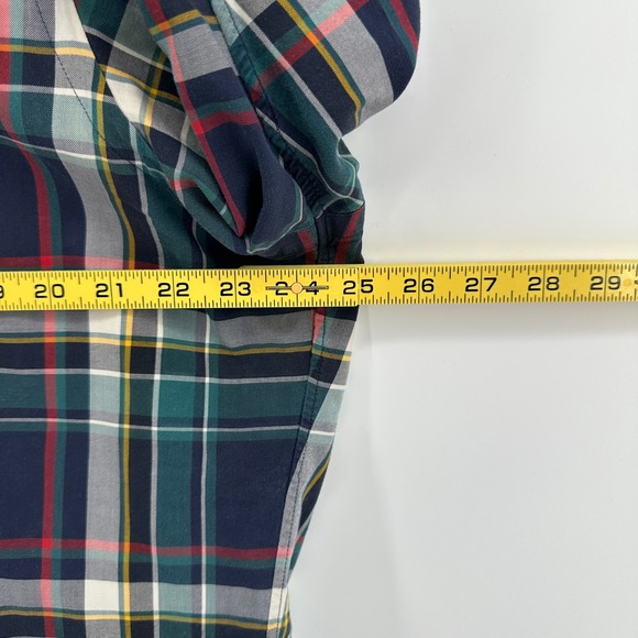 Ralph Lauren Classic Fit Plaid Button Down Shirt Men's Large Navy Green Red Pony - Picture 8 of 9